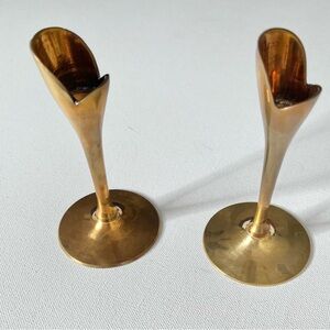 Two Mini Brass Candle Holders